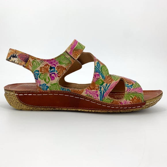 Spring Step L'Artiste Hand-Painted Multicoloured Symphony Sandal, 41 - Picture 9 of 16